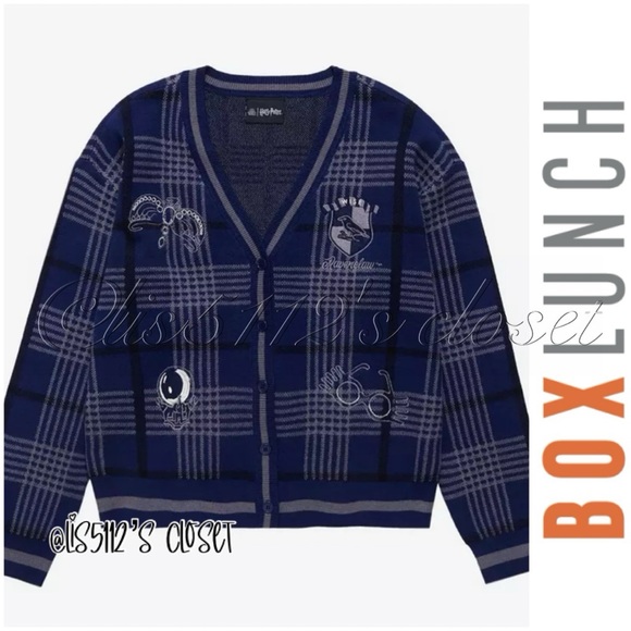 BoxLunch Exclusive Harry Potter Ravenclaw Plaid Knit Cardigan Sweater 2X 18 20 - Picture 14 of 14